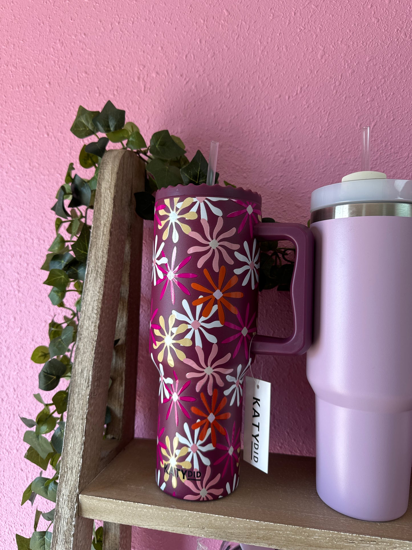 B maroon floral tumbler