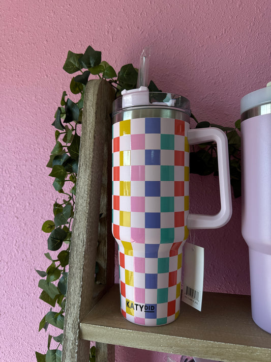 B pastel checkered tumbler