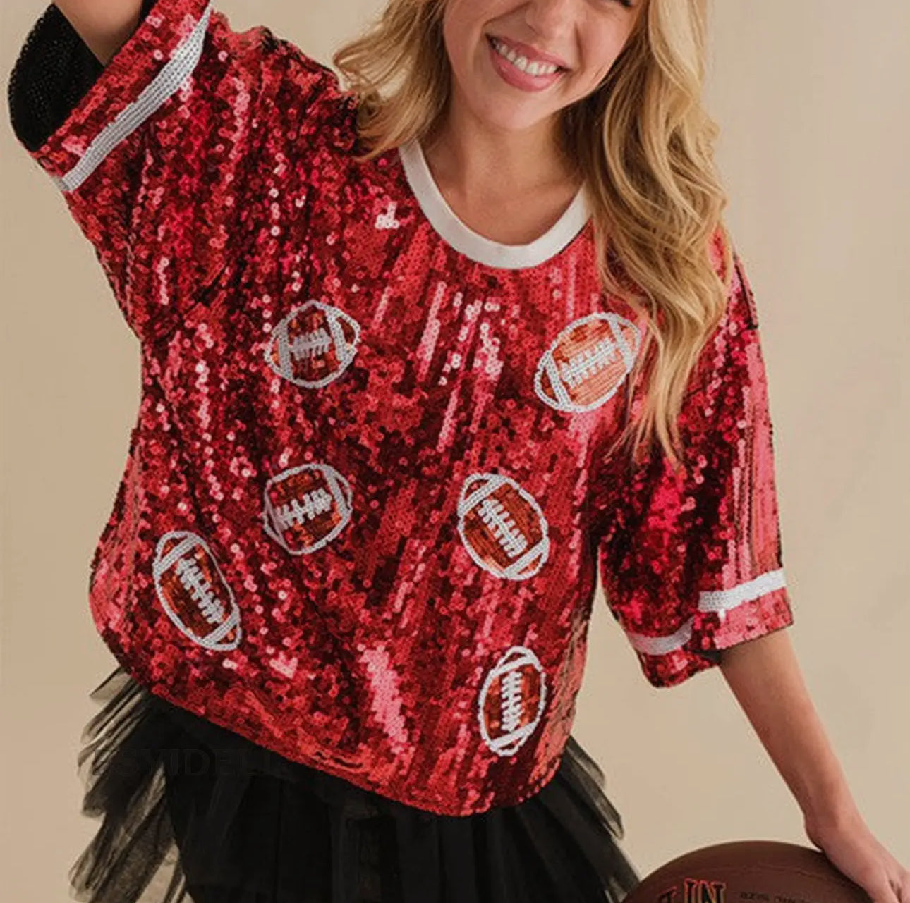 A GAME DAY sequins top