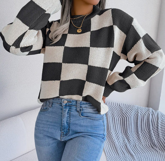 A checkered oversized sweater